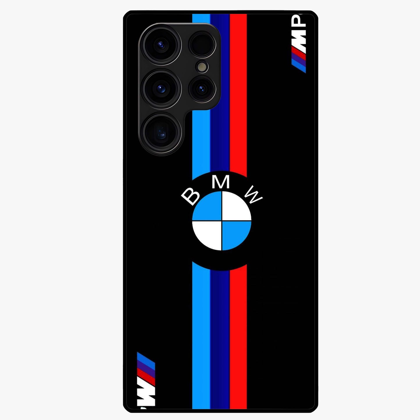 Turbo BMW Beast Glass Case showing flat back view with high performance sports car artwork and glossy glass finish.