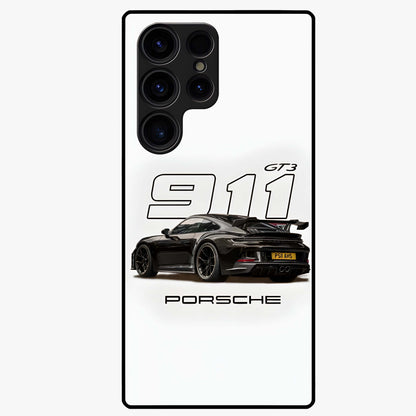 Turbo Legacy Icon Glass Case showing flat back view with iconic sports car inspired artwork and glossy glass finish.