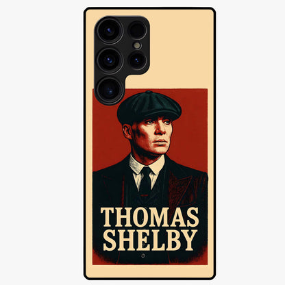Vintage Mafia Authority Glass Case showing flat back view with bold vintage mafia inspired artwork and glossy glass finish.