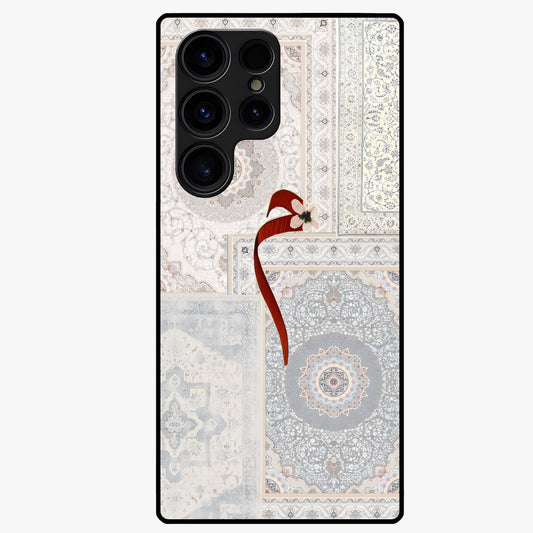 White Aesthetic Bow Glass Case showing flat back view with minimal bow artwork and glossy glass finish.