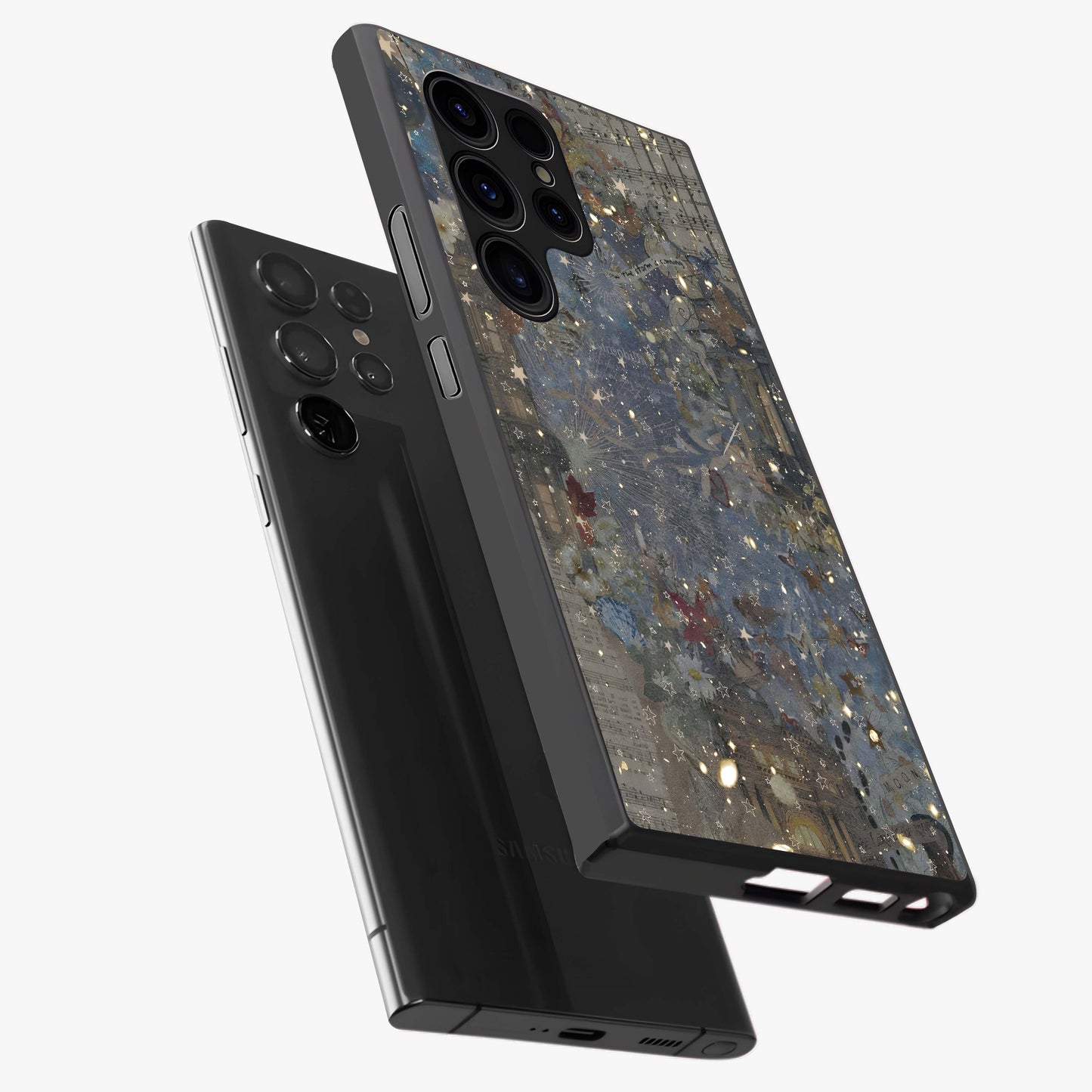 Aesthetic Astrolophia Glass Case displayed in angled mockup highlighting artistic aesthetic elements and smooth glass surface.