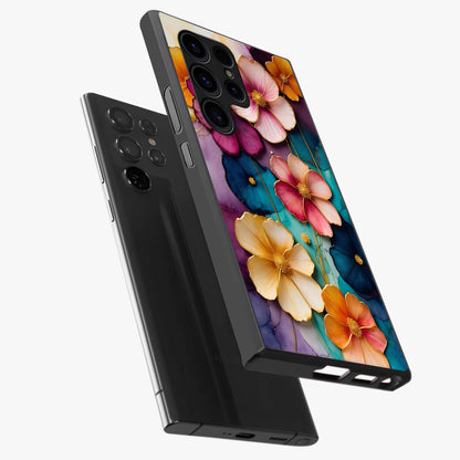 Artlyn Grace Flower Pattern Glass Case displayed in angled mockup highlighting delicate flower pattern design and smooth glass surface.