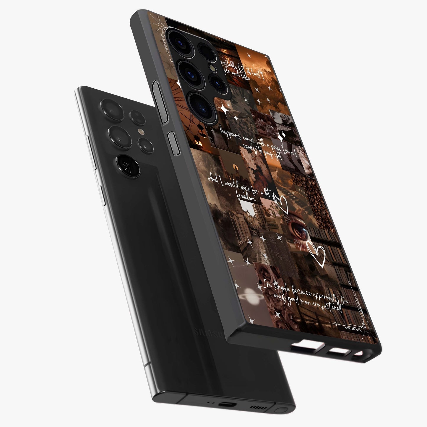 Bittersweet Aesthetic Chaos Glass Case displayed in angled mockup highlighting expressive abstract artwork and edgy aesthetic theme.