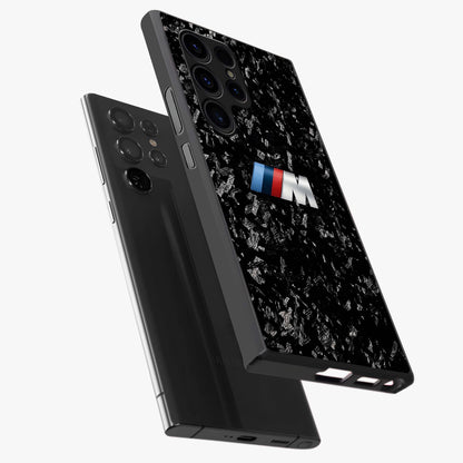 Carbon Speed Mark Glass Case displayed in angled mockup highlighting racing inspired carbon design and sleek aesthetic style.