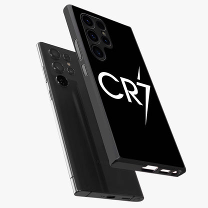 Cr7 Elite Strike Glass Case displayed in angled mockup highlighting powerful sports graphic with bold athletic theme.