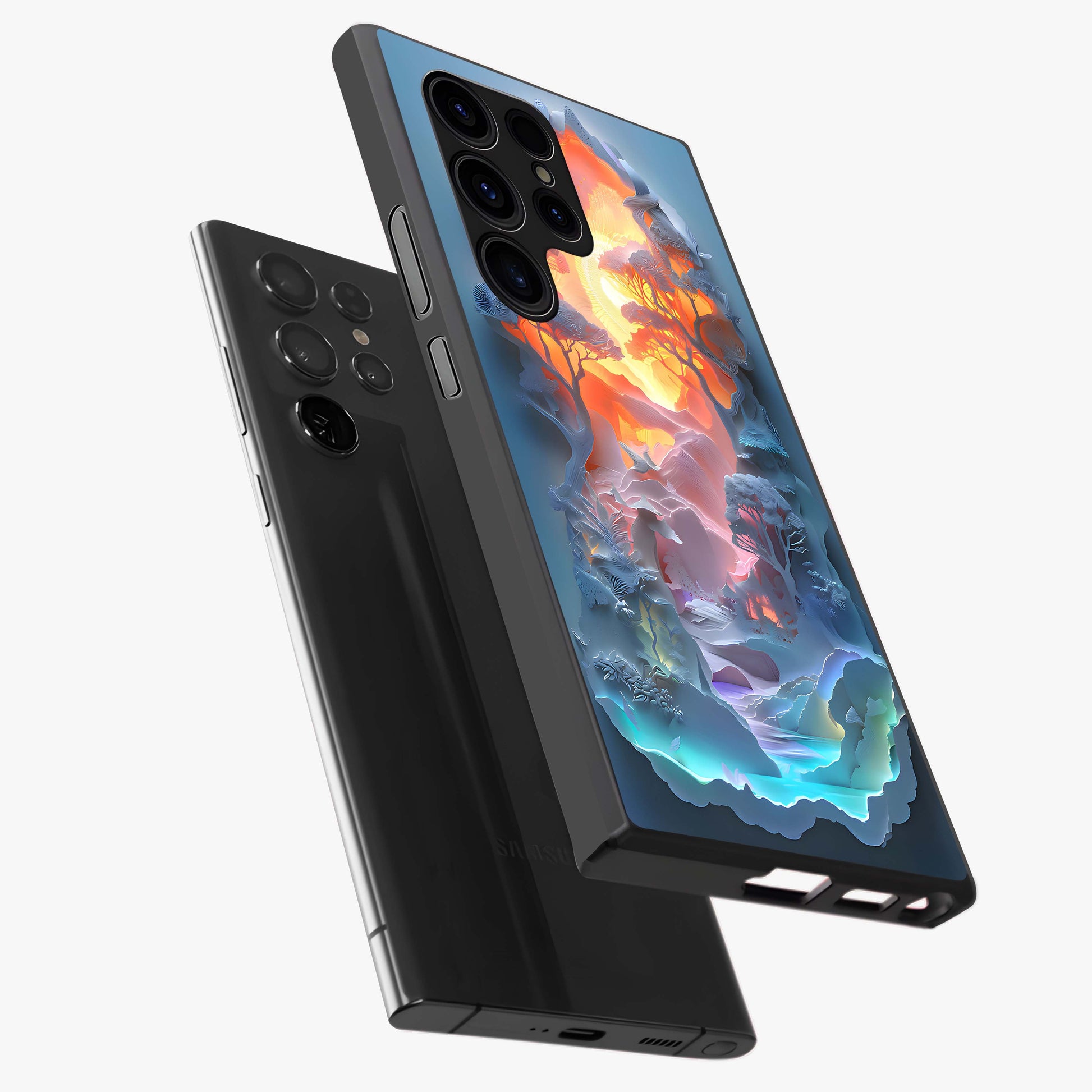 Glow Forest Portal Glass Case displayed in angled mockup highlighting mystical forest design with magical glowing aesthetic.