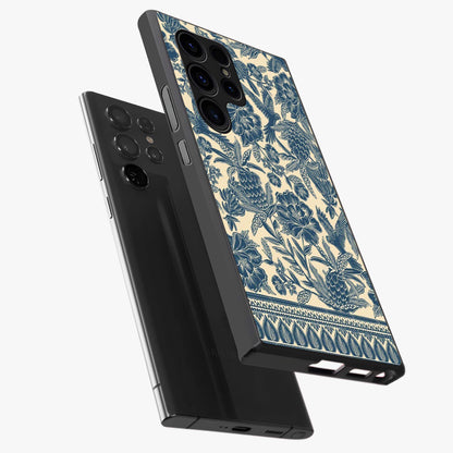 Heirloom Wild Bloom Glass Case displayed in angled mockup highlighting botanical bloom design with classic aesthetic style.
