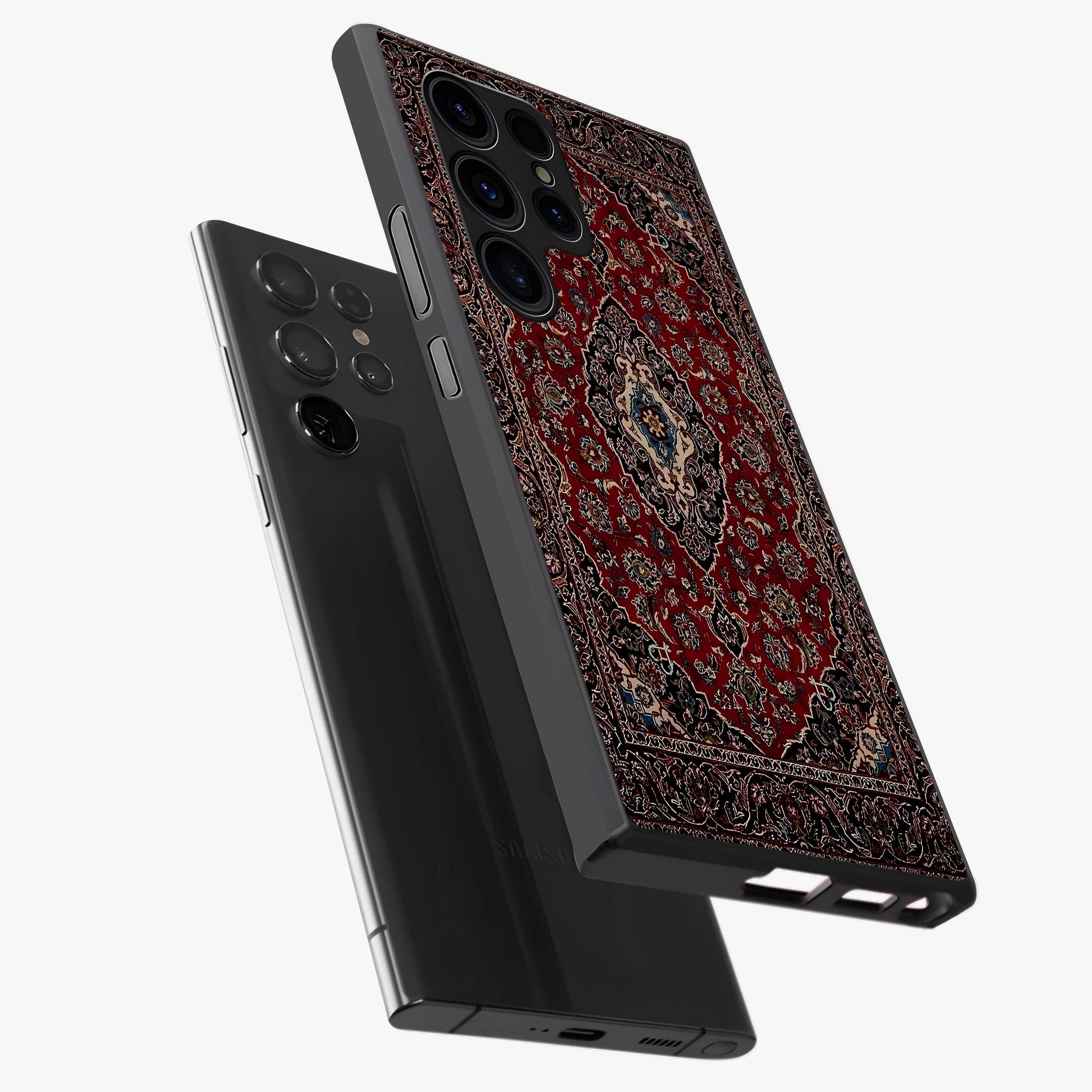 Heritage Carpet Royale Glass Case displayed in angled mockup highlighting intricate royal carpet design with heritage aesthetic.
