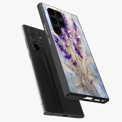 Lavender Dream Glow Glass Case displayed in angled mockup highlighting dreamy purple glow design with soft artistic style.