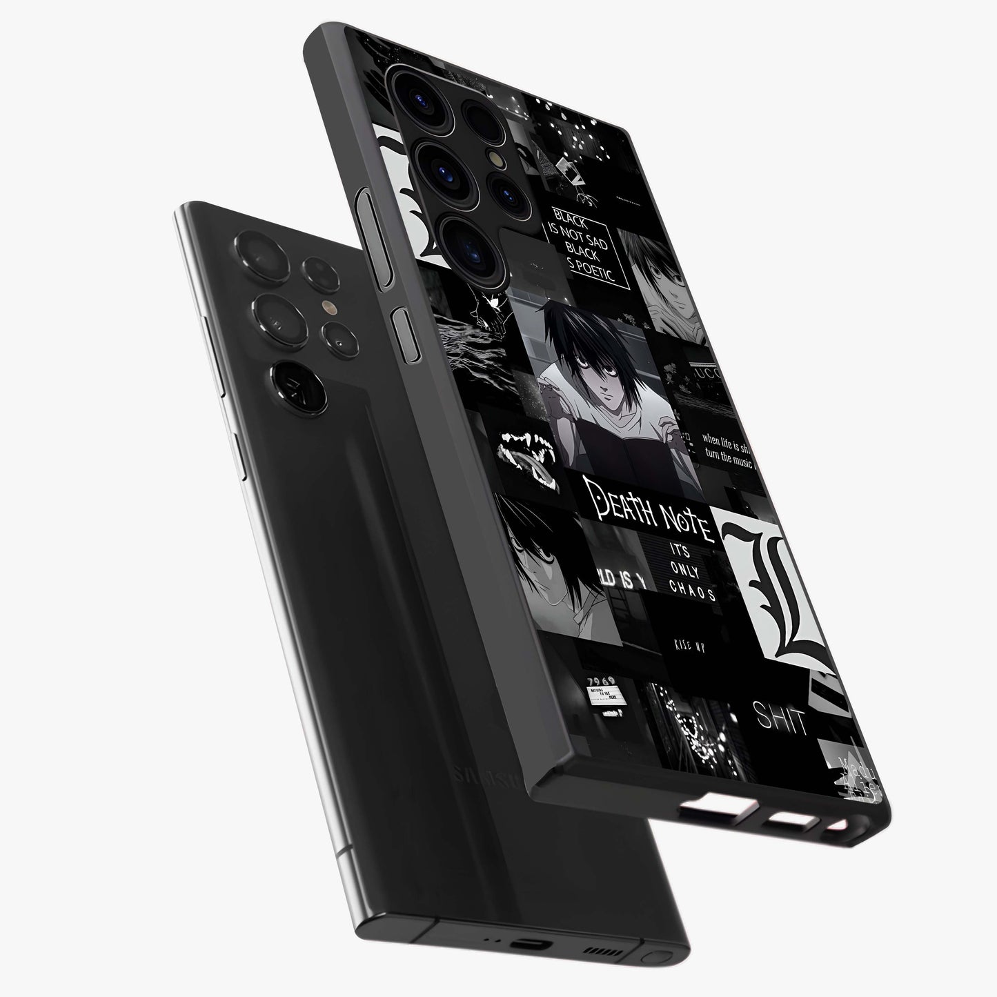 Midnight Chaos Mind Glass Case displayed in angled mockup highlighting chaotic artistic design with dramatic midnight aesthetic.