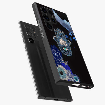 Mystic Hand Aura Glass Case displayed in angled mockup highlighting magical aura design with spiritual aesthetic style.