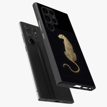 Regal Leopard Glass Case displayed in angled mockup highlighting powerful animal illustration with stylish wild aesthetic.