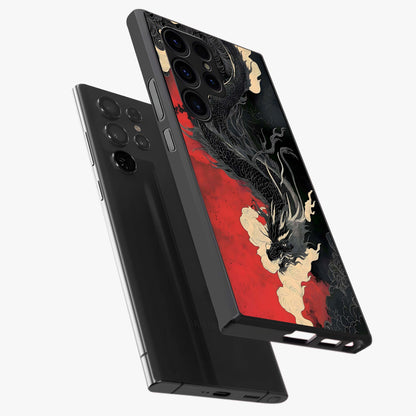Shadow Dragon Fury Glass Case displayed in angled mockup highlighting powerful dragon illustration with dark fantasy aesthetic.