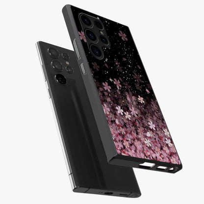 Small Starry Flowers Glass Case displayed in angled mockup highlighting tiny flower pattern with celestial aesthetic style.