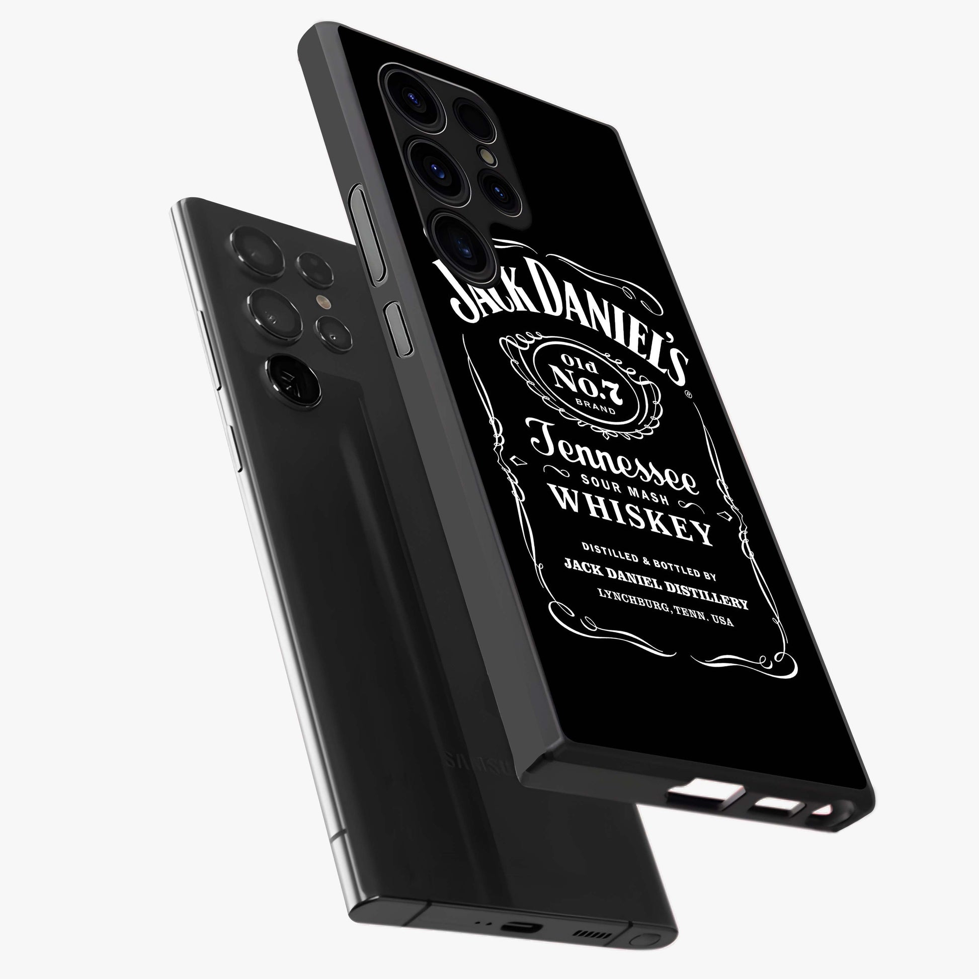 Vintage Whiskey Heritage Glass Case displayed in angled mockup highlighting retro beverage themed design with heritage aesthetic.