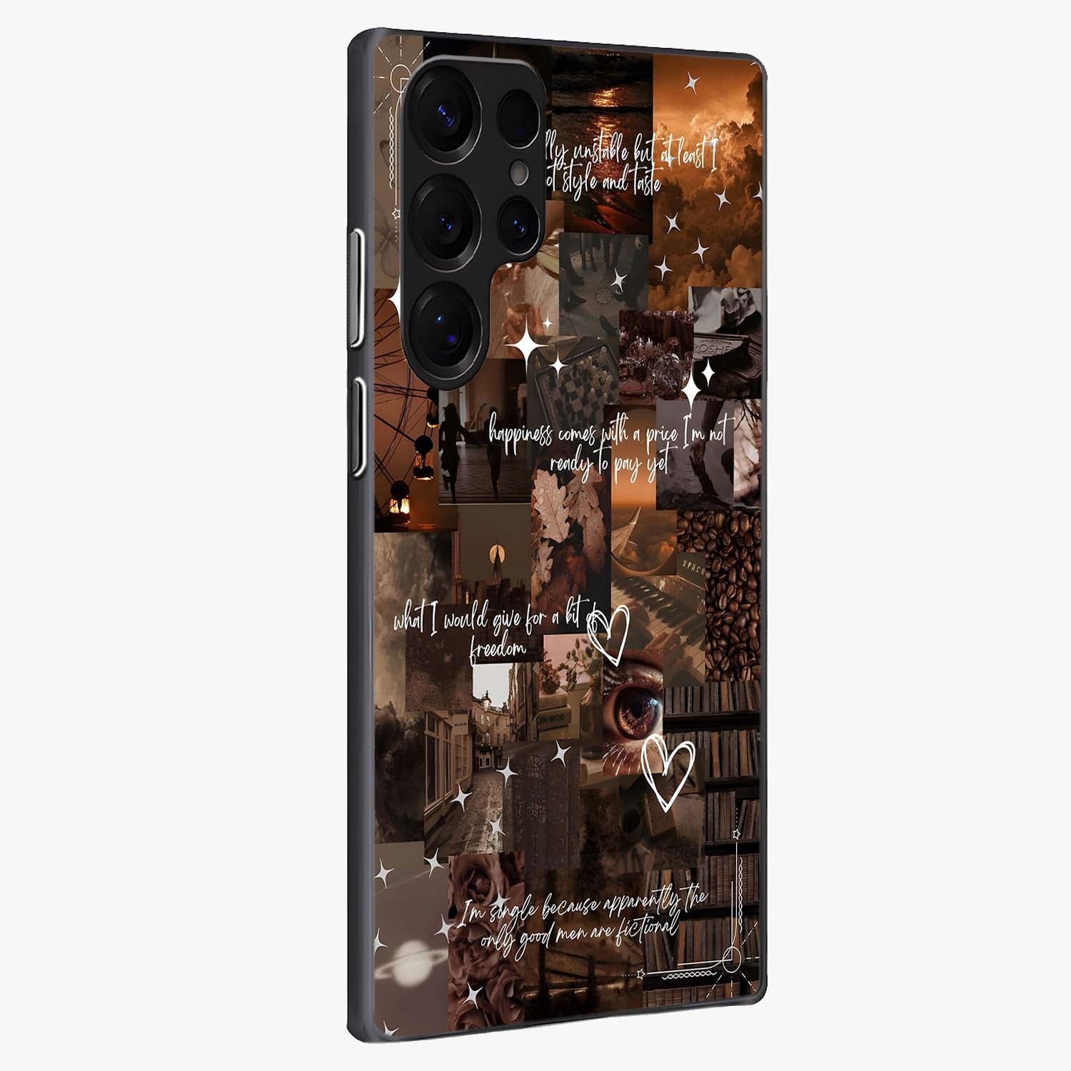 Bittersweet Aesthetic Chaos Glass Case upright view showcasing bold artistic chaos design with modern aesthetic style.