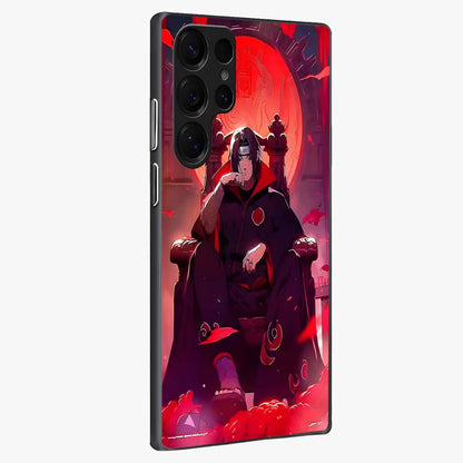 Blood Moon Sovereign Glass Case upright view showcasing powerful moon inspired artwork with cosmic aesthetic style.