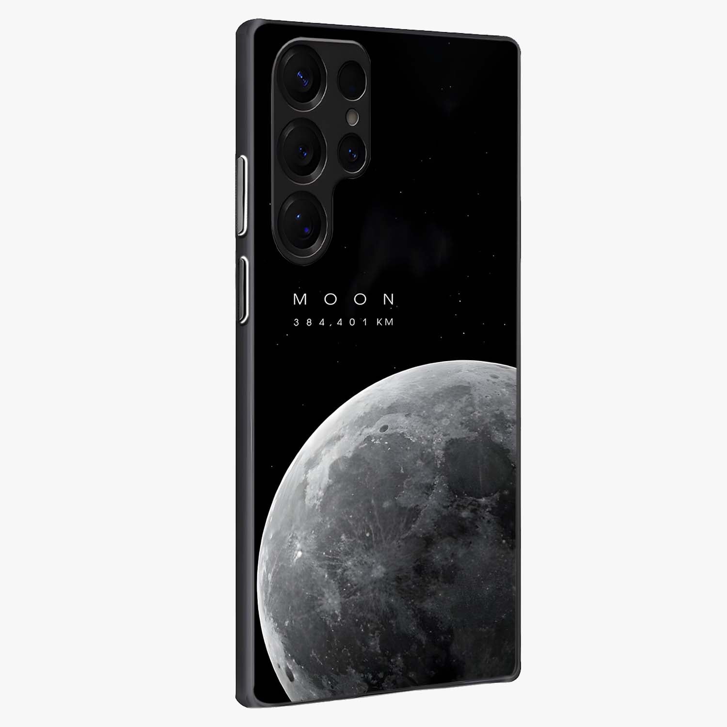 Cosmic Moon Glow Glass Case upright view showcasing luminous moon illustration with dreamy cosmic style.