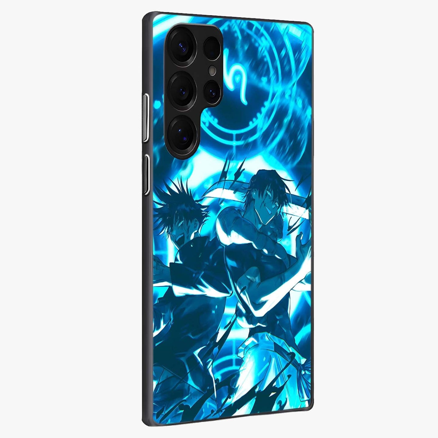 Cursed Energy Clash Glass Case upright view showcasing dramatic clash artwork with bold supernatural theme.