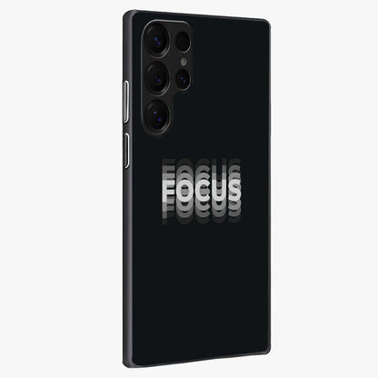 Focused Blade Discipline Glass Case upright view showcasing strong typography statement with sleek motivational theme.