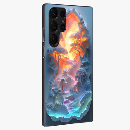 Glow Forest Portal Glass Case upright view showcasing enchanted forest portal artwork with fantasy nature theme.