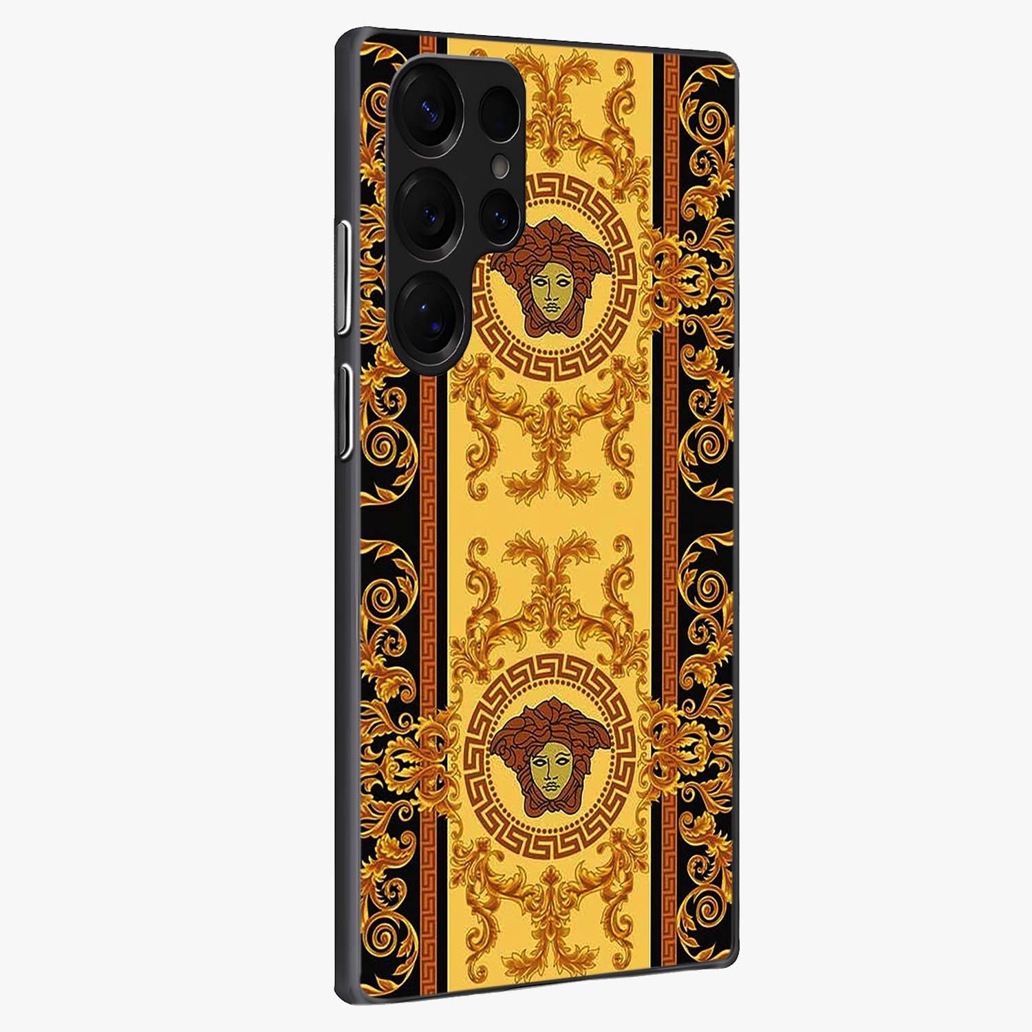 Golden Lotus Glow Glass Case upright view showcasing luminous lotus artwork with peaceful divine theme.