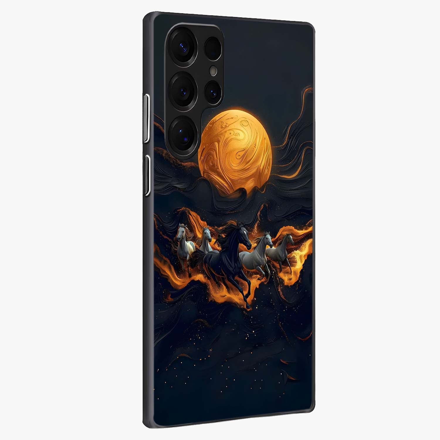 Golden Royal Heritage Glass Case upright view showcasing elegant royal artwork with classic heritage theme.