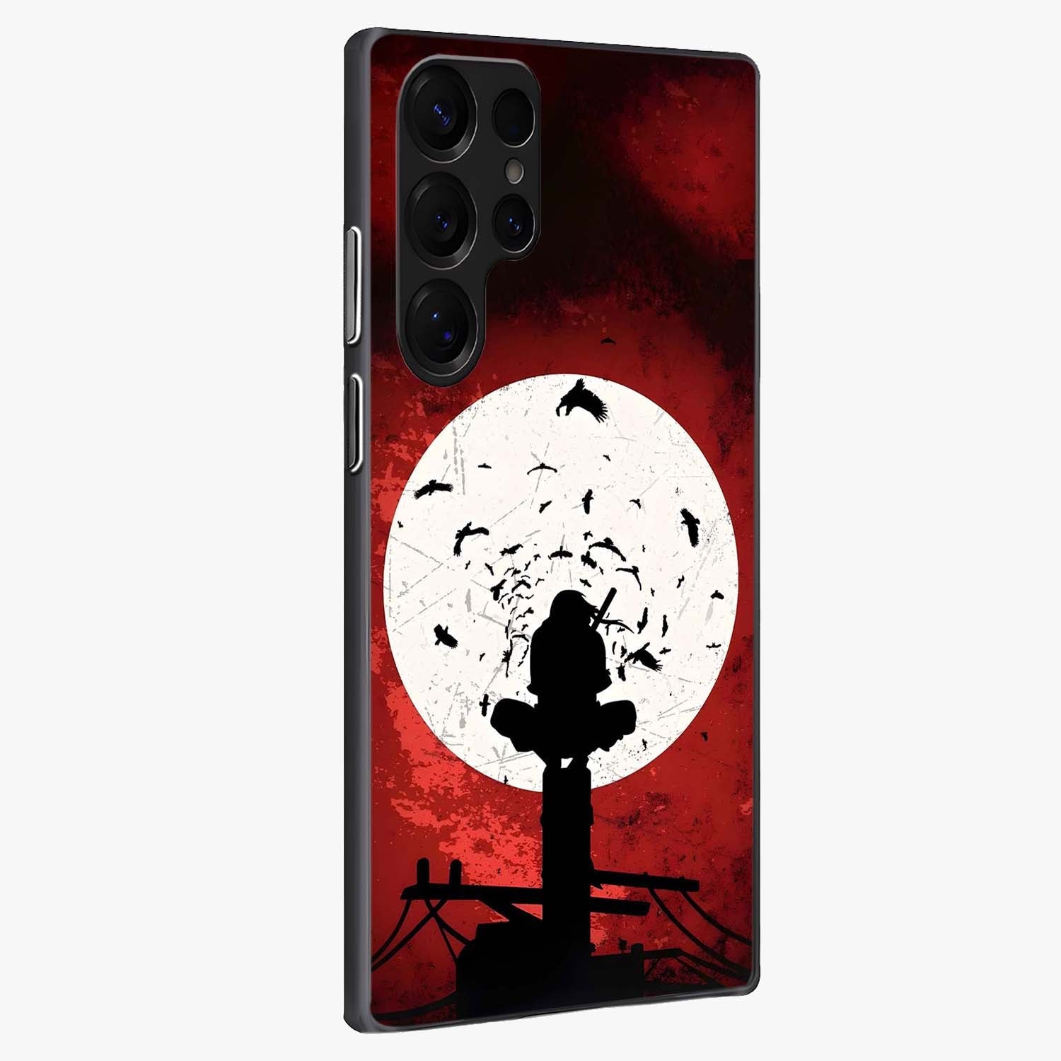 Itachi Limited Edition Naruto Anime Glass Case upright view showcasing intense anime artwork with powerful character theme.