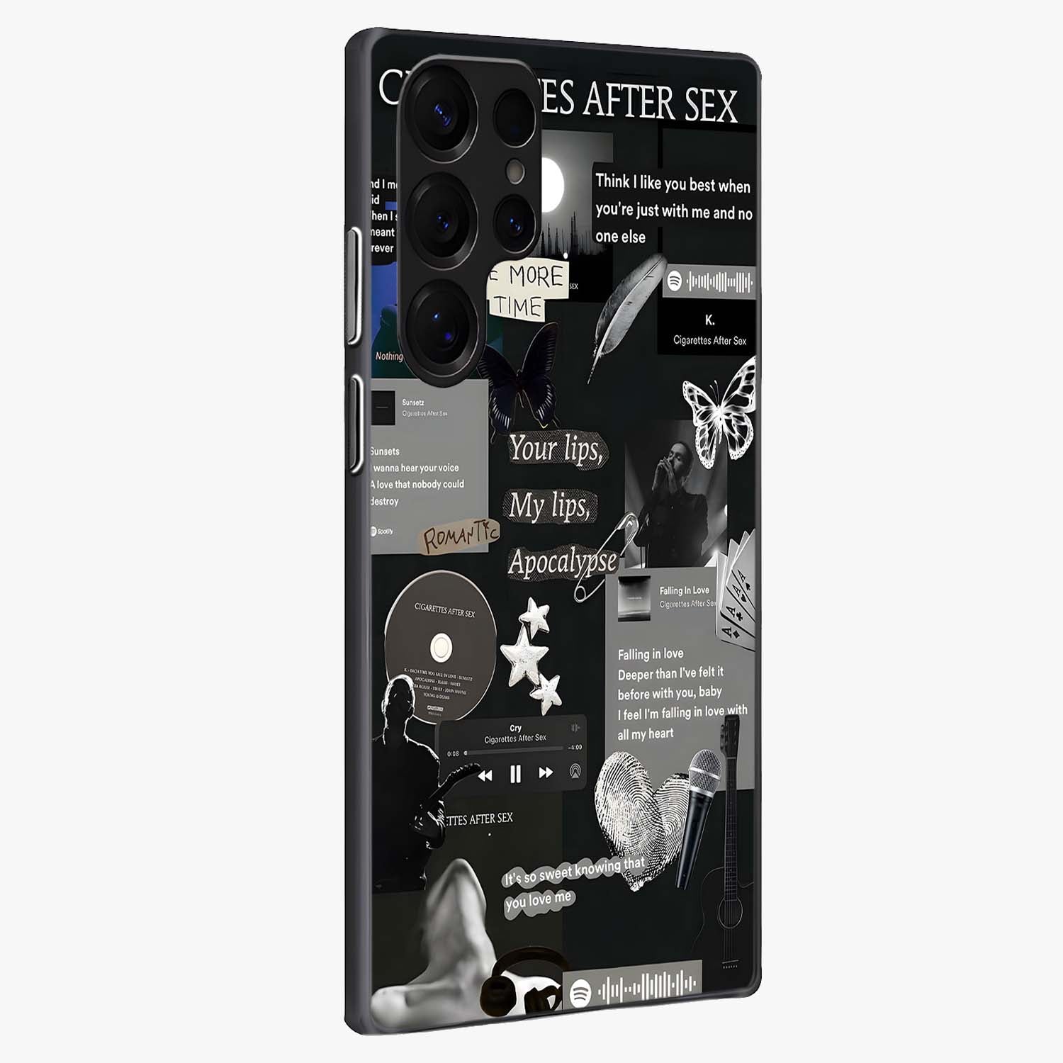 Midnight Love Echo Glass Case upright view showcasing expressive romantic artwork with dreamy midnight theme.