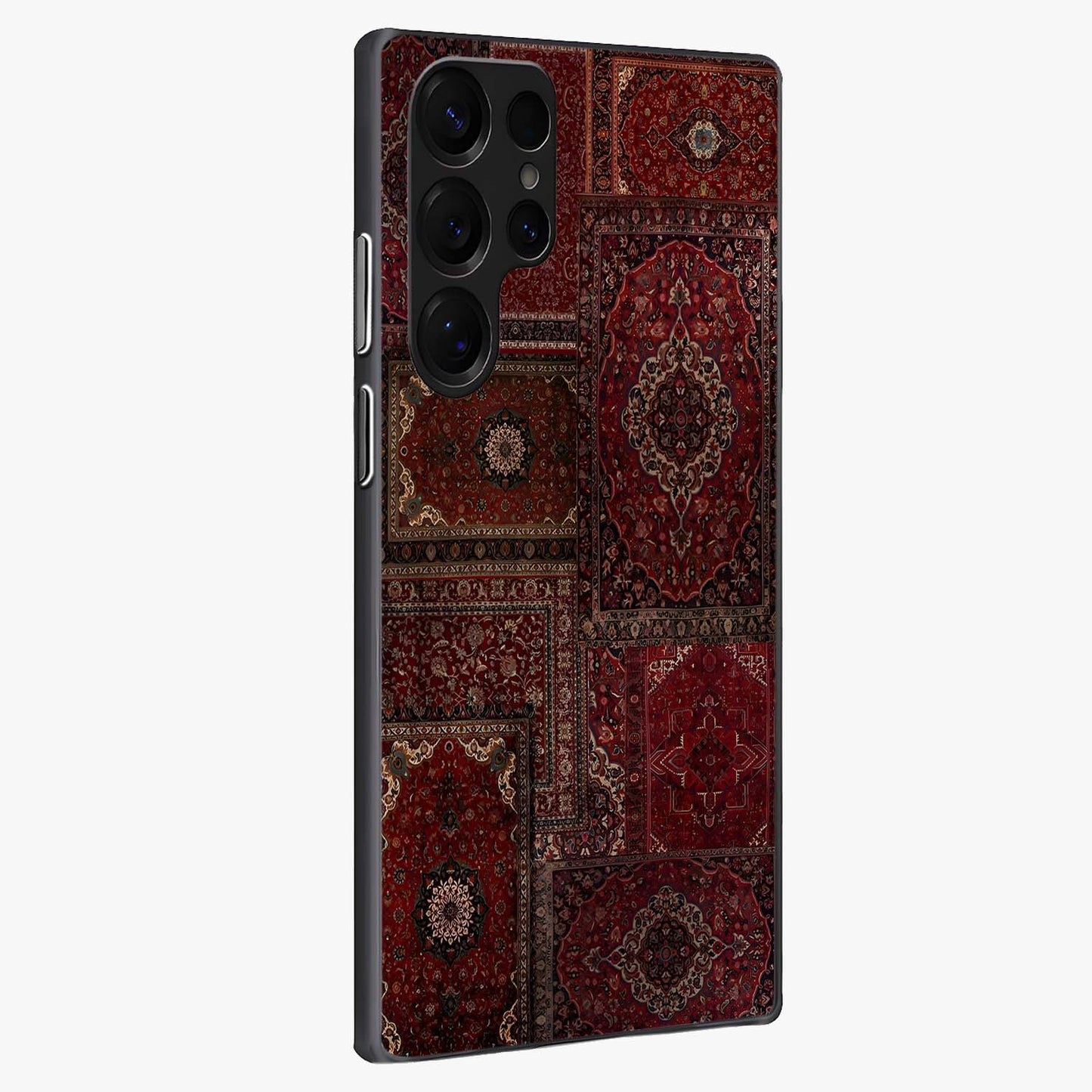 Persian Velvet Tale Glass Case upright view showcasing elegant Persian artwork with classic heritage theme.