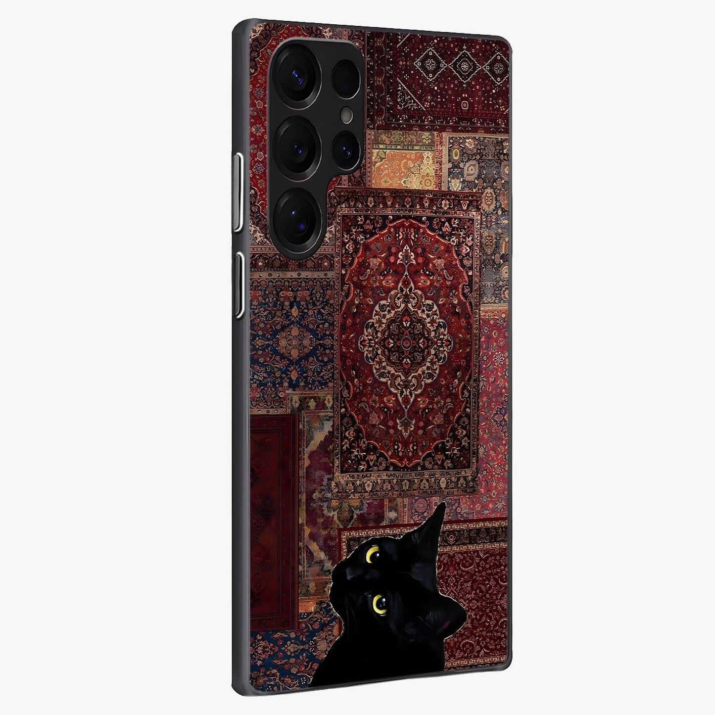 Regal Magic Cat Apple Glass Case upright view showcasing charming cat artwork with playful magical theme.