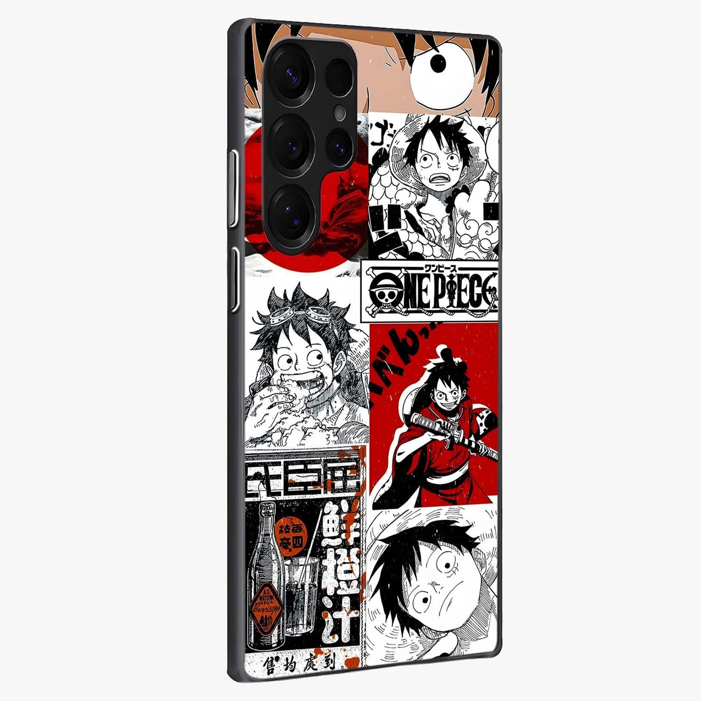 Strawhat Chaos Panels Glass Case upright view showcasing energetic anime artwork with bold adventure theme.