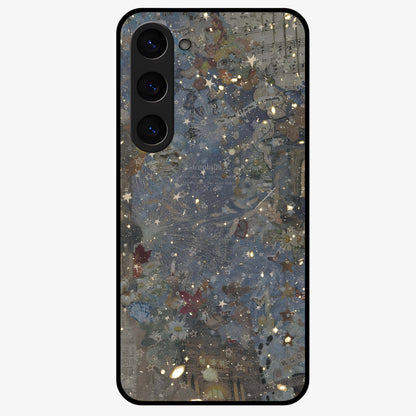 Aesthetic Astrolophia Glass Case showing flat back view with dreamy aesthetic design and glossy glass finish.