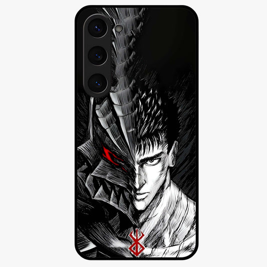 Berserker Blood Oath Glass Case showing flat back view with fierce warrior inspired artwork and glossy glass finish.