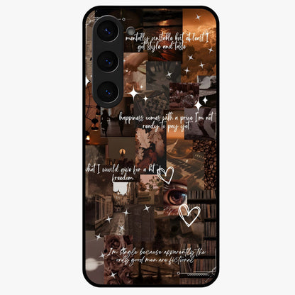 Bittersweet Aesthetic Chaos Glass Case showing flat back view with artistic chaotic aesthetic design and glossy glass finish.