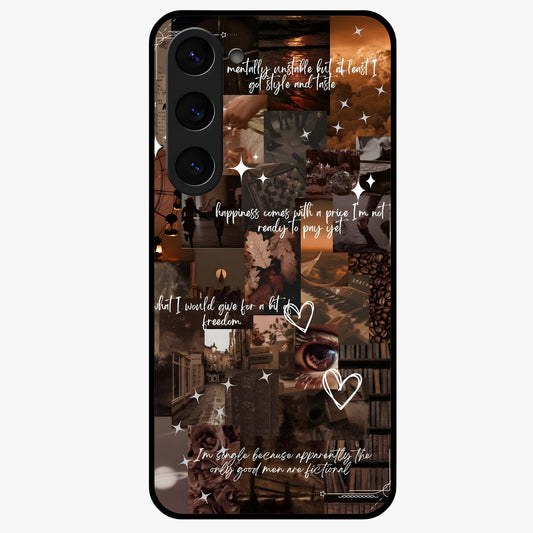 Bittersweet Aesthetic Chaos Glass Case showing flat back view with artistic chaotic aesthetic design and glossy glass finish.