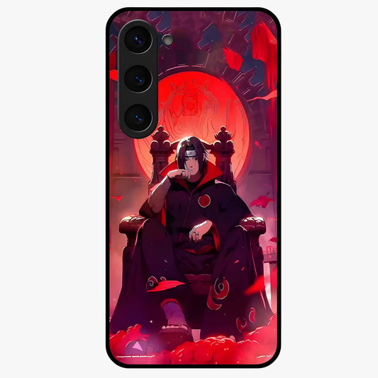 Blood Moon Sovereign Glass Case showing flat back view with mystical blood moon artwork and glossy glass finish.