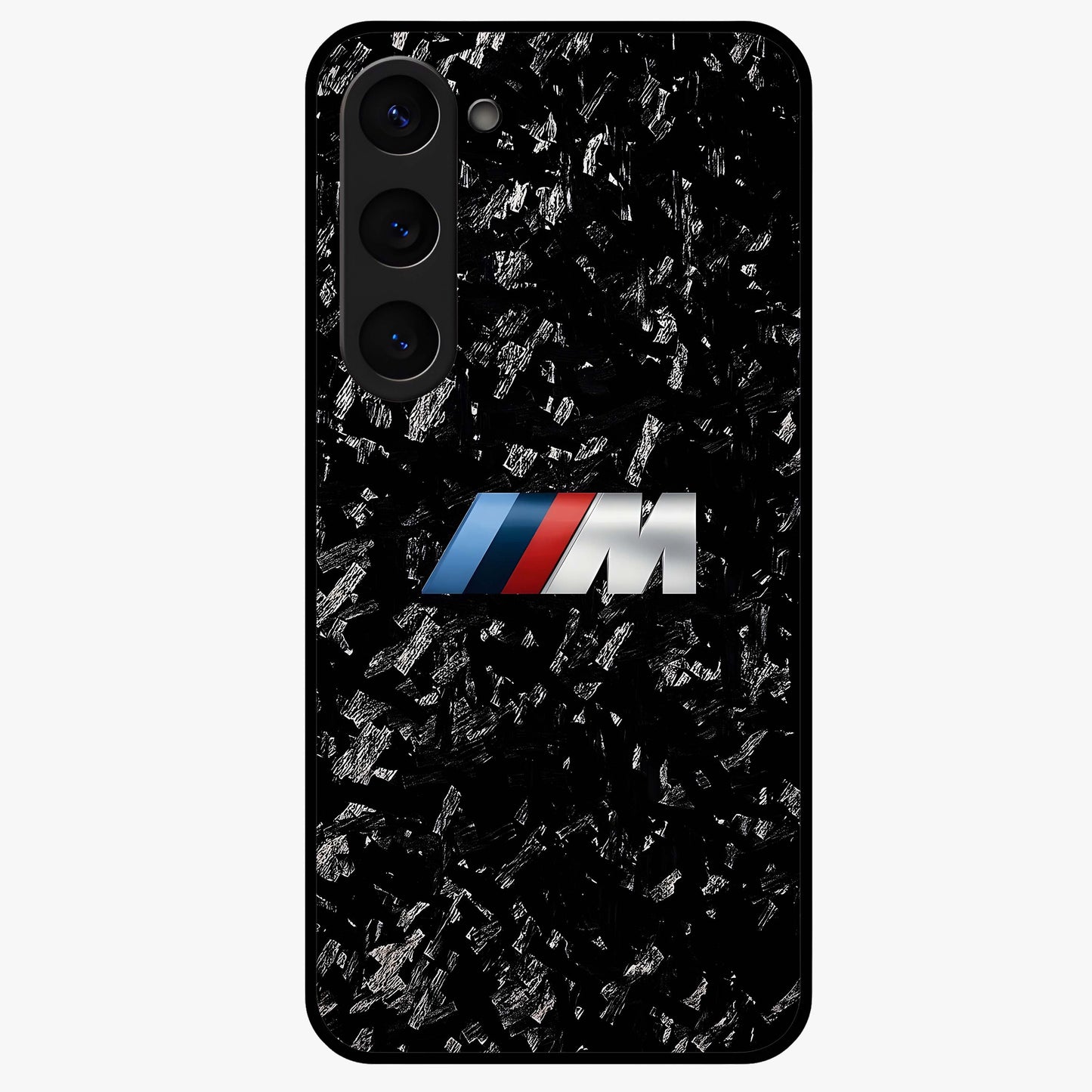 Carbon Speed Mark Glass Case showing flat back view with sporty carbon pattern artwork and glossy glass finish.