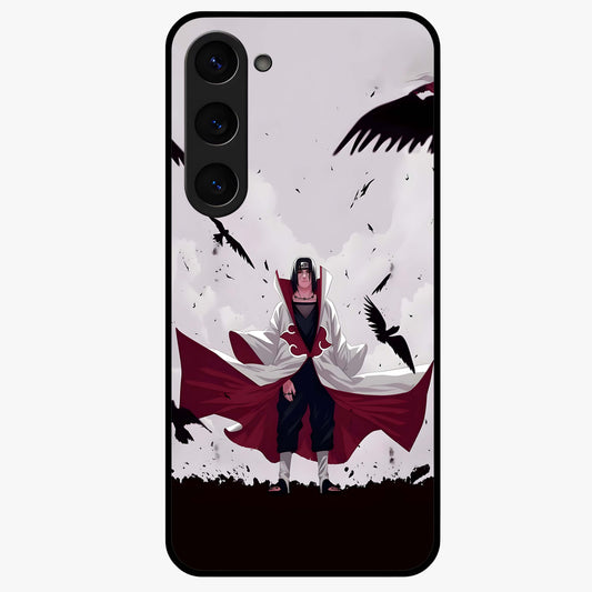 Crimson Crow Ascension Glass Case showing flat back view with mystical crow artwork and glossy glass finish.