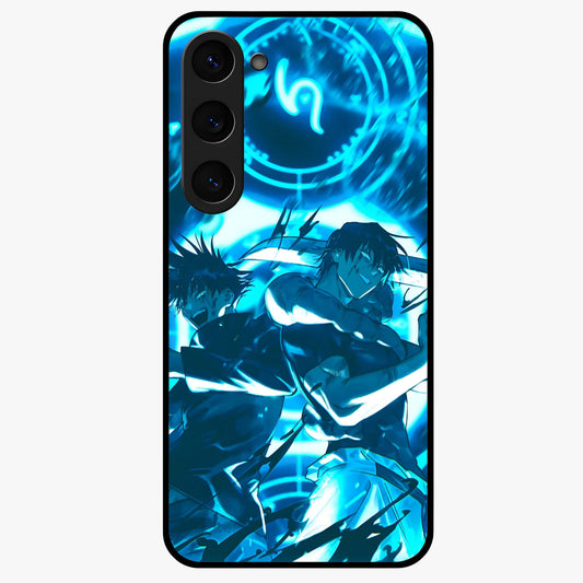 Cursed Energy Clash Glass Case showing flat back view with intense cursed energy artwork and glossy glass finish.