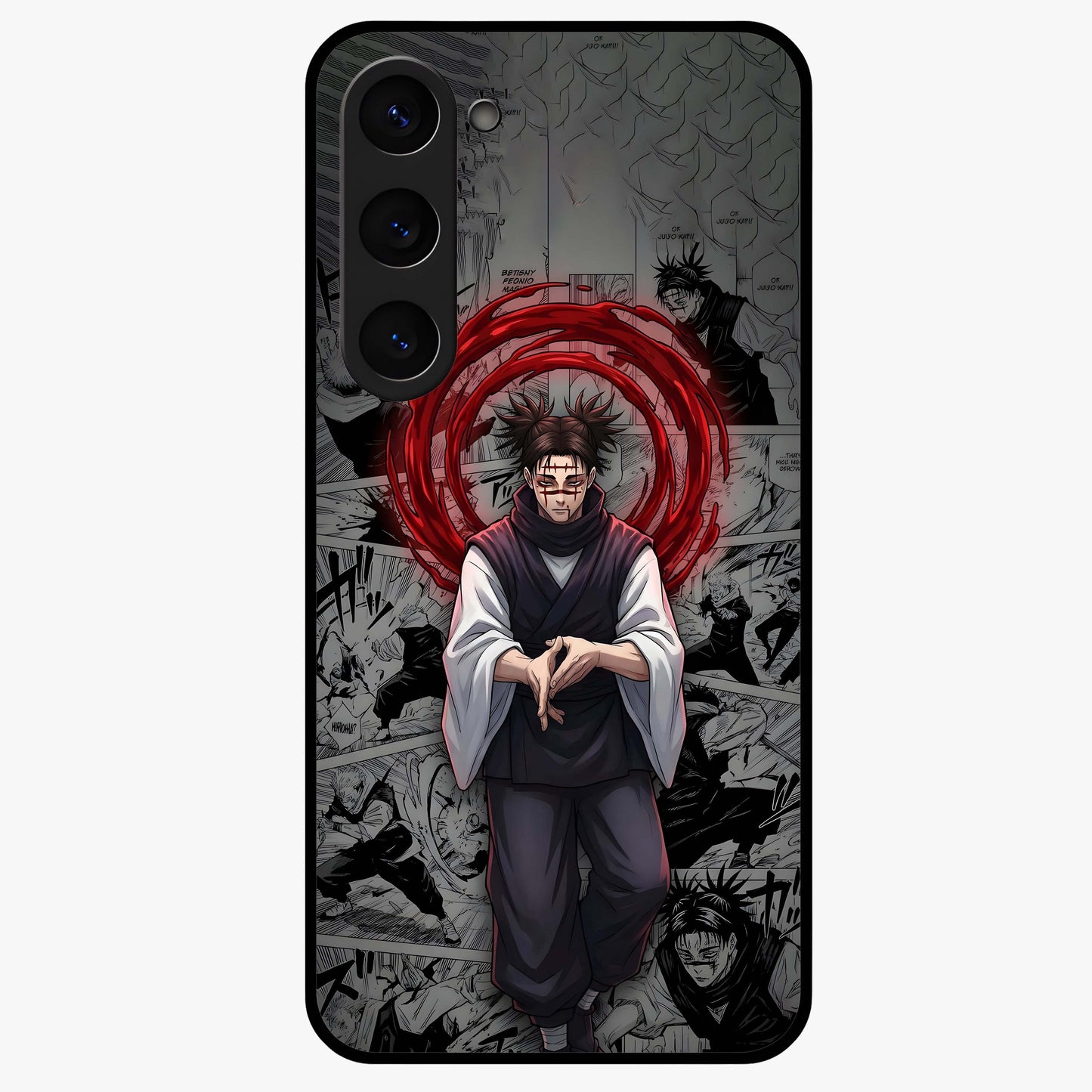 Cursed Ritual Ascension Glass Case showing flat back view with dark ritual themed artwork and glossy glass finish.