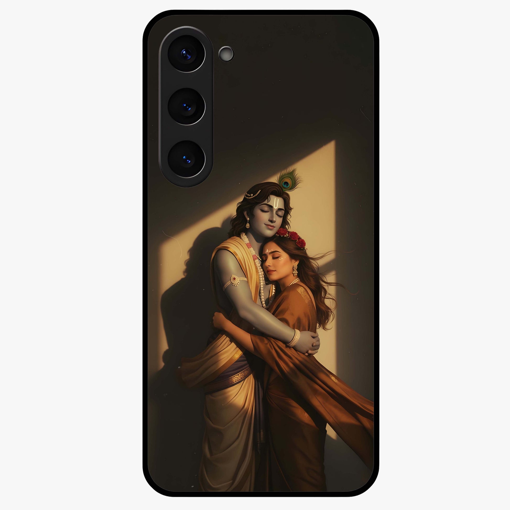 Divine Eternal Love Glass Case showing flat back view with spiritual love themed artwork and glossy glass finish.