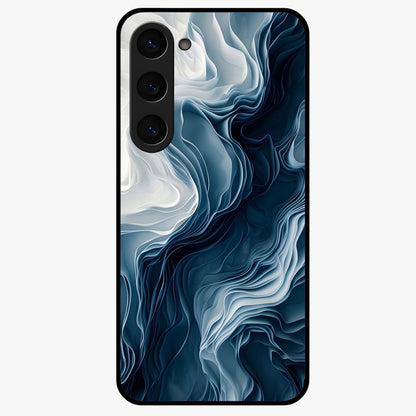 Ethereal Paper Marble Glass Case showing flat back view with soft marble paper texture artwork and glossy glass finish.