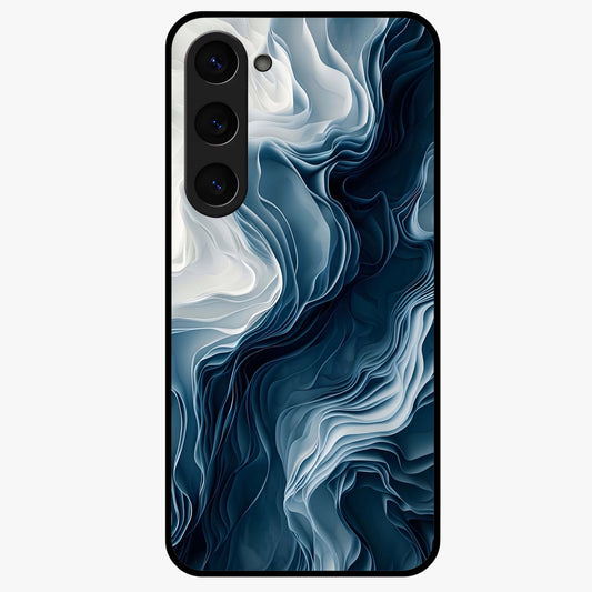 Ethereal Paper Marble Glass Case showing flat back view with soft marble paper texture artwork and glossy glass finish.