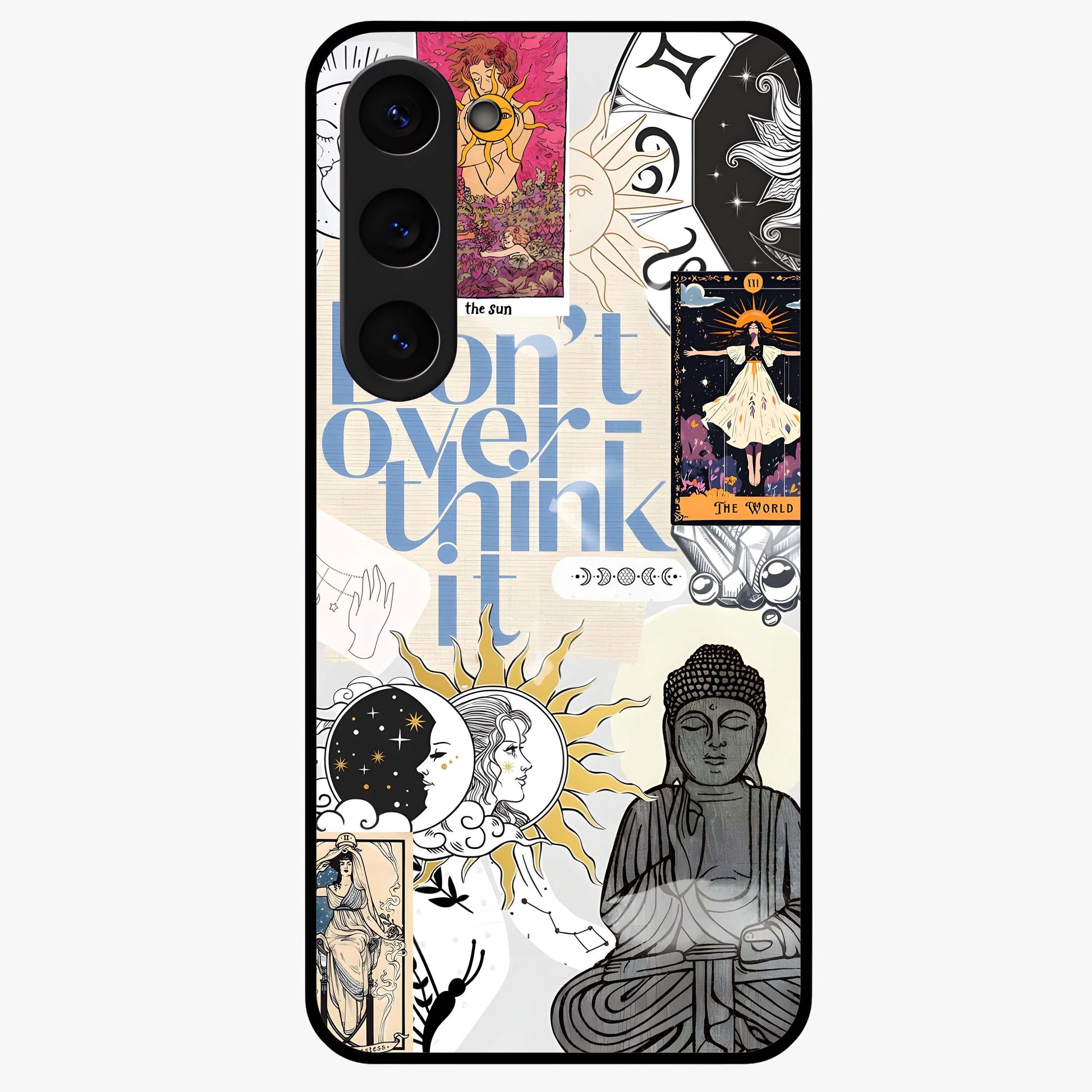 Ethereal Thoughts Glass Case showing flat back view with dreamy artistic artwork and glossy glass finish.