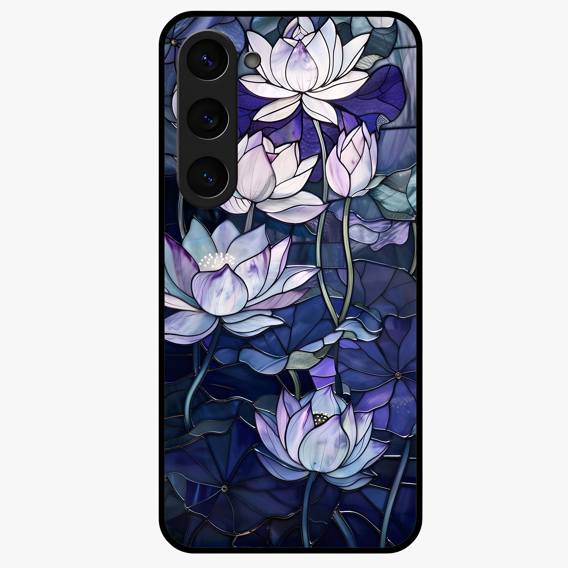 Gloss Petal Rush Glass Case showing flat back view with glossy flower petal artwork and smooth glass finish.