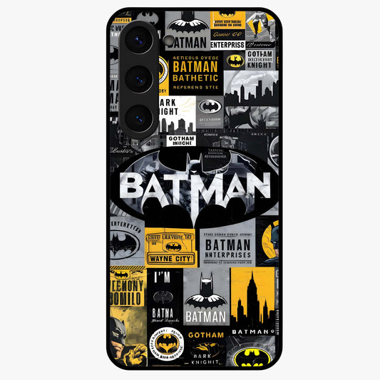 Knight Gotham Rise Glass Case showing flat back view with dark hero inspired artwork and glossy glass finish.