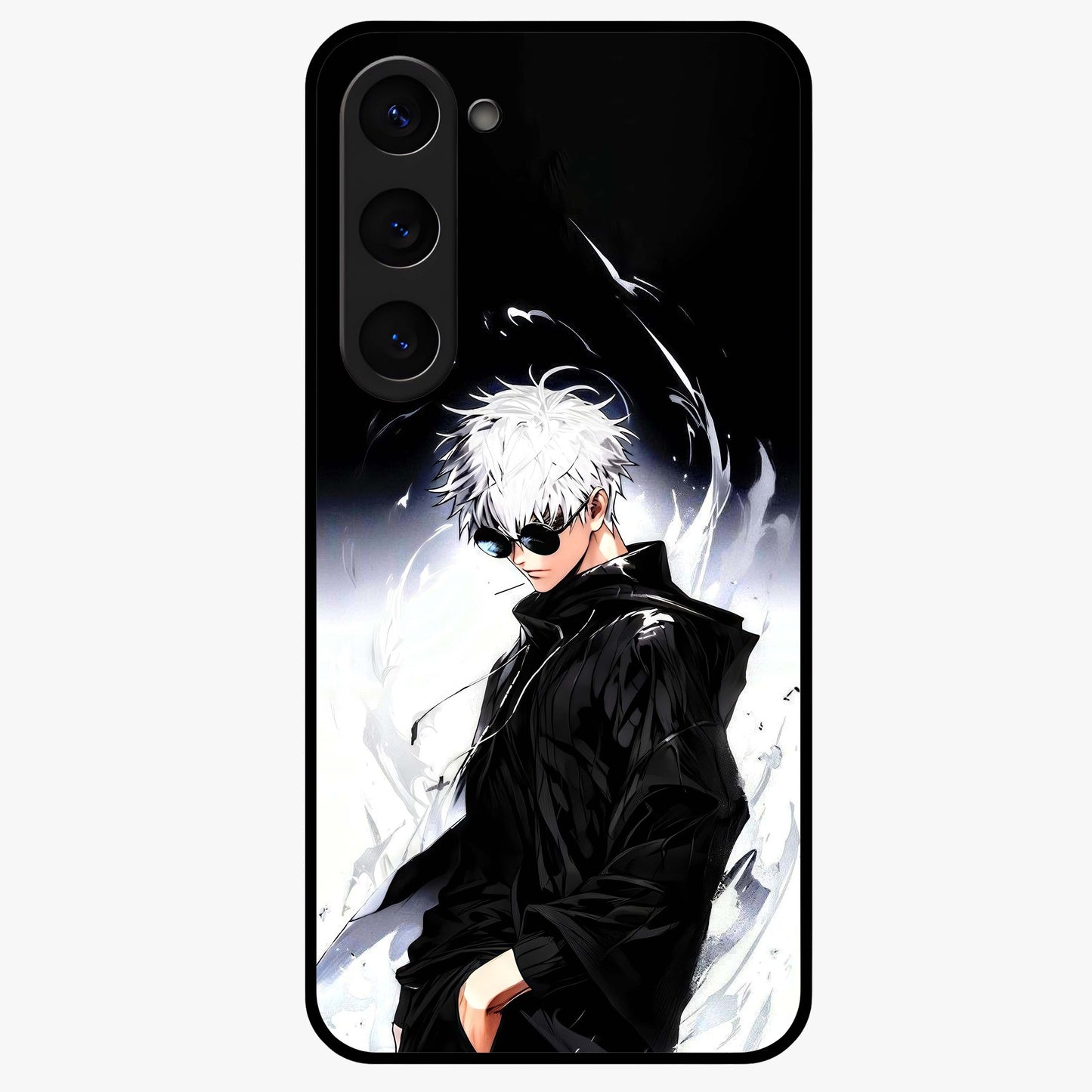 Limitless Shadow King Glass Case showing flat back view with powerful shadow warrior artwork and glossy glass finish.