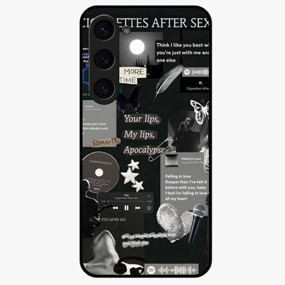 Midnight Love Echo Glass Case showing flat back view with romantic midnight themed artwork and glossy glass finish.