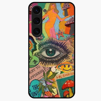 Mystic Eye Wonderland Glass Case showing flat back view with mystical eye themed artwork and glossy glass finish.